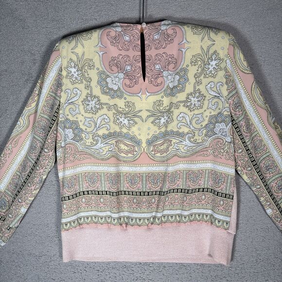 Philippe Marques Petite Women’s Size 8 Mixed Media Sweater Blush Pink Boho Retro - Picture 14 of 16